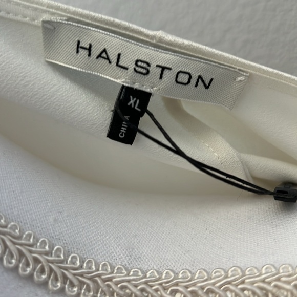 HALSTON Women's Satin Tunic V Neck Top - Picture 9 of 12